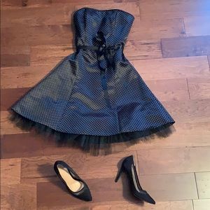 Black and white polkadot dress